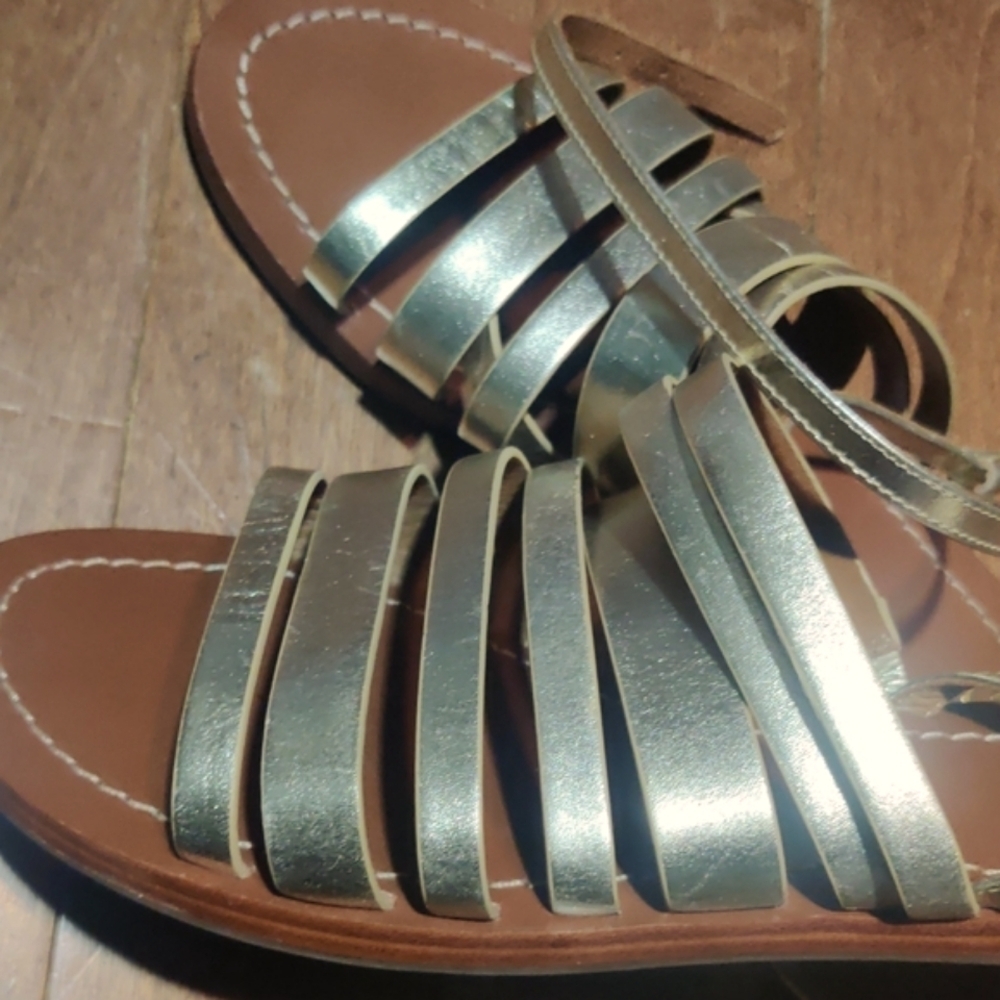 Tory Burch Gold and Tan Leather Sandals Size 9M - Picture 4 of 8